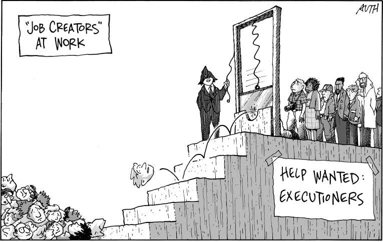 Political/Editorial Cartoon by Tony Auth, Philadelphia Inquirer on US Economy Looking Up