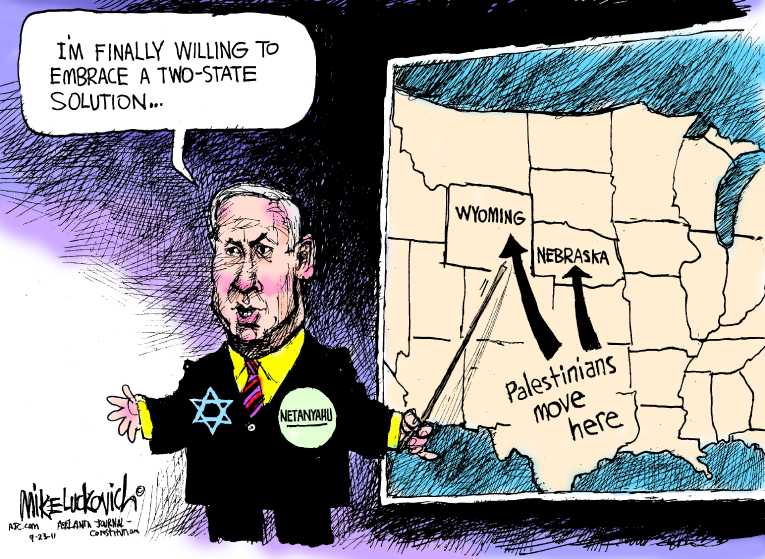 Political/Editorial Cartoon by Mike Luckovich, Atlanta Journal-Constitution on Mideast Peace Process Continues