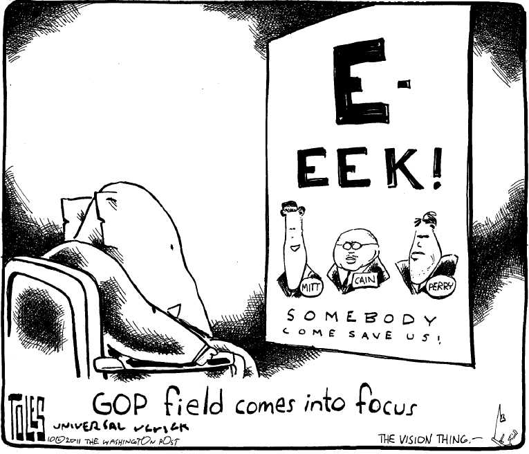 Political/Editorial Cartoon by Tom Toles, Washington Post on Romney Leads Field