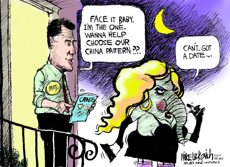 Political/Editorial Cartoon by Mike Luckovich, Atlanta Journal-Constitution on Romney Leads Field