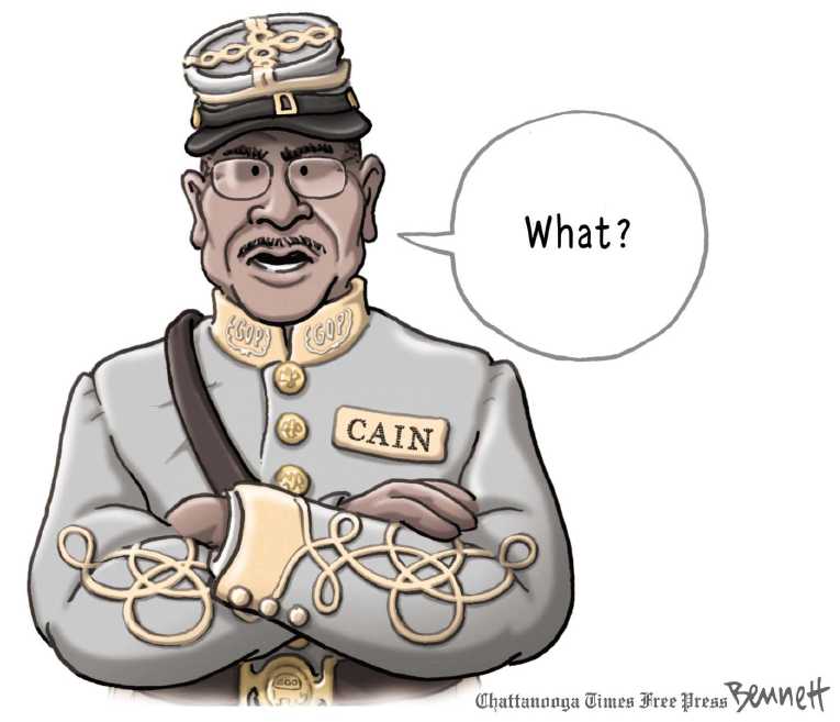 Political/Editorial Cartoon by Clay Bennett, Chattanooga Times Free Press on Herman Cain Surges