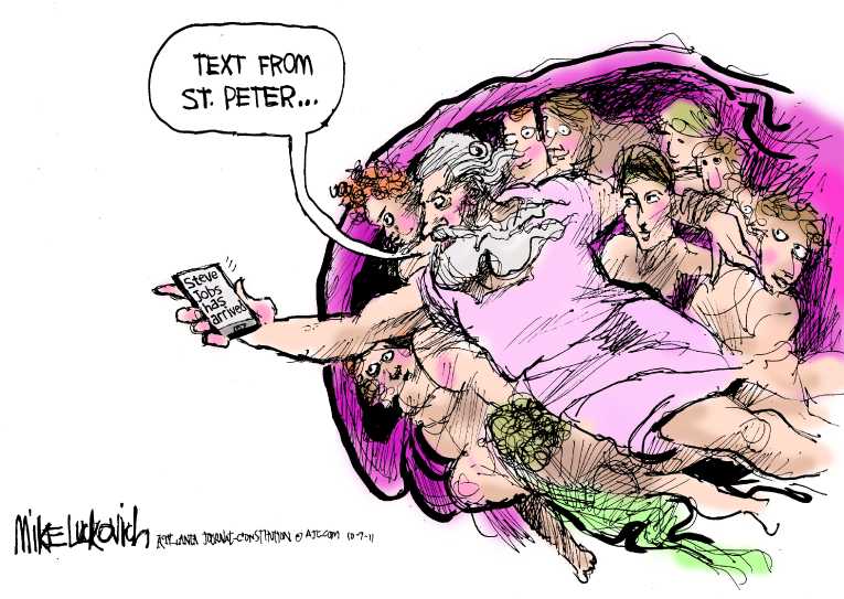 Political/Editorial Cartoon by Mike Luckovich, Atlanta Journal-Constitution on Steve Jobs Dead at 56