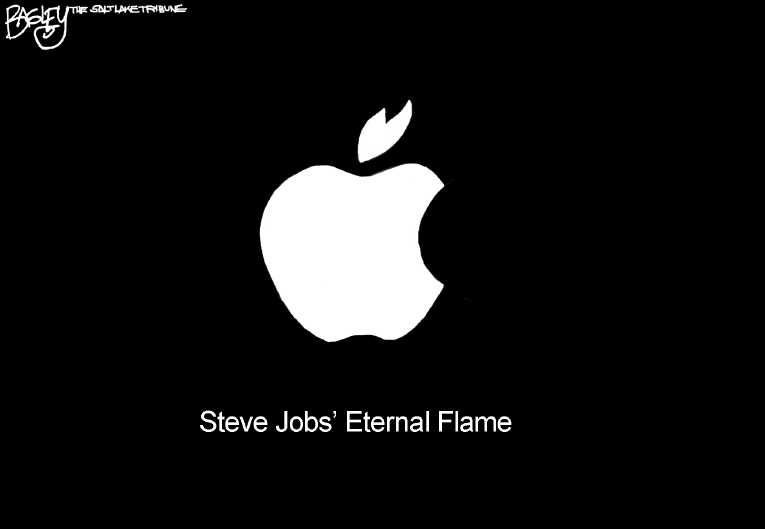 Political/Editorial Cartoon by Pat Bagley, Salt Lake Tribune on Steve Jobs Dead at 56
