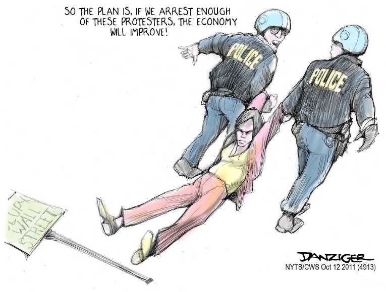 Political/Editorial Cartoon by Jeff Danziger, CWS/CartoonArts Intl. on Protest Spreads