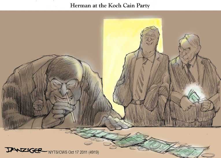 Political/Editorial Cartoon by Jeff Danziger, CWS/CartoonArts Intl. on Cain Support Growing