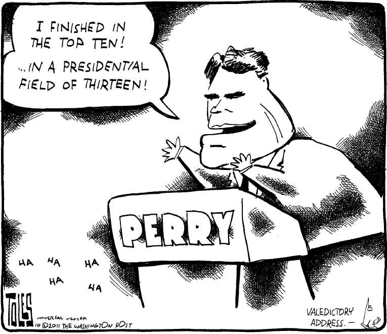 Political/Editorial Cartoon by Tom Toles, Washington Post on Cain Support Growing