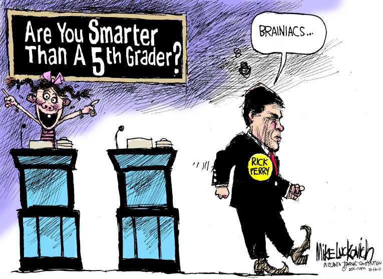 Political/Editorial Cartoon by Mike Luckovich, Atlanta Journal-Constitution on Cain Support Growing
