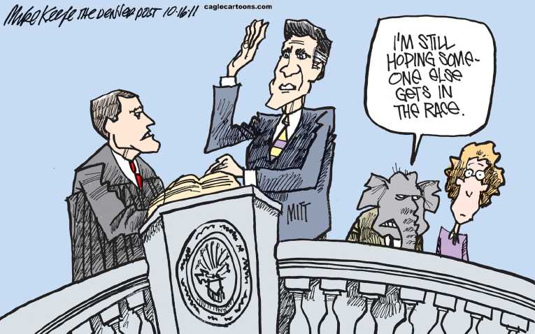 Political/Editorial Cartoon by Mike Keefe, Denver Post on Cain Support Growing