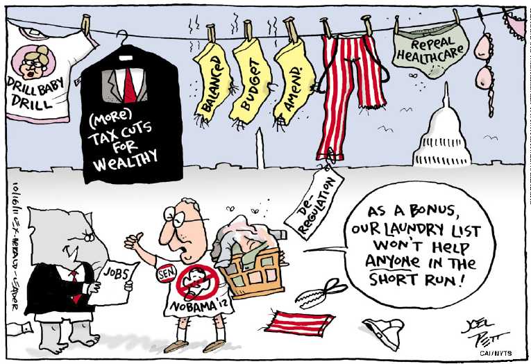 Political/Editorial Cartoon by Joel Pett, Lexington Herald-Leader, CWS/CartoonArts Intl. on Obama Focusing on Jobs
