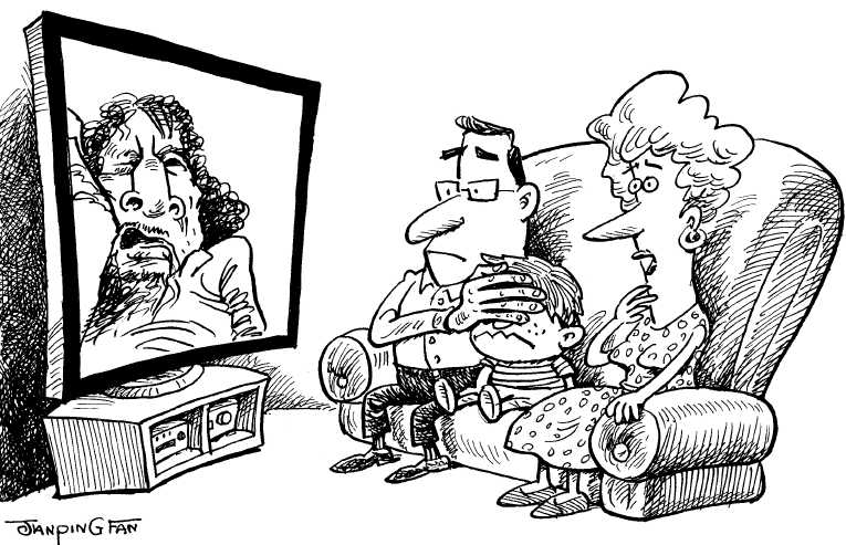 Political/Editorial Cartoon by Jianping Fan, Guangzhou (Canton), China on Qaddafi Captured, Killed