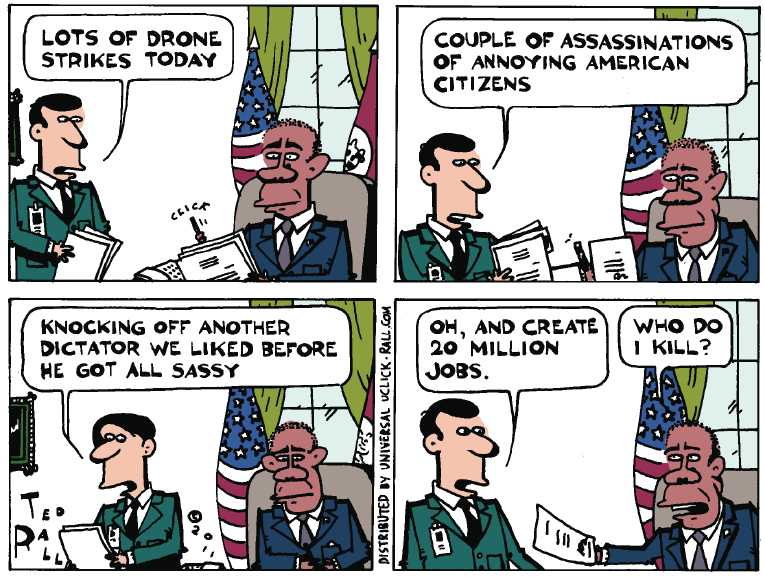 Political/Editorial Cartoon by Ted Rall on Obama Stays the Course