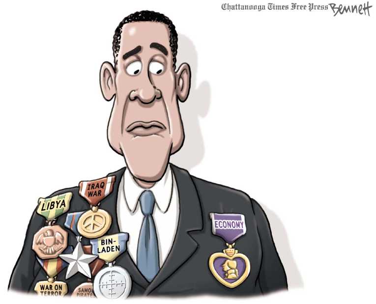 Political/Editorial Cartoon by Clay Bennett, Chattanooga Times Free Press on Obama Stays the Course