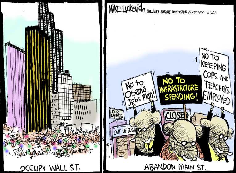 Political/Editorial Cartoon by Mike Luckovich, Atlanta Journal-Constitution on Protests Continue