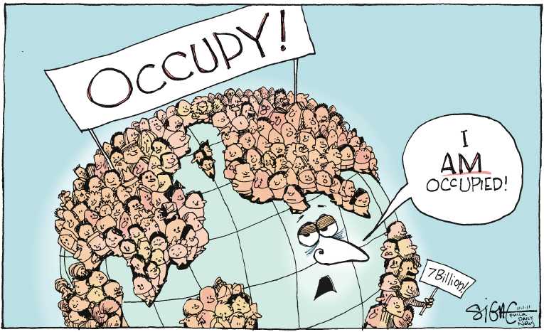 Political/Editorial Cartoon by Signe Wilkinson, Philadelphia Daily News on World Celebrates Population Milestone