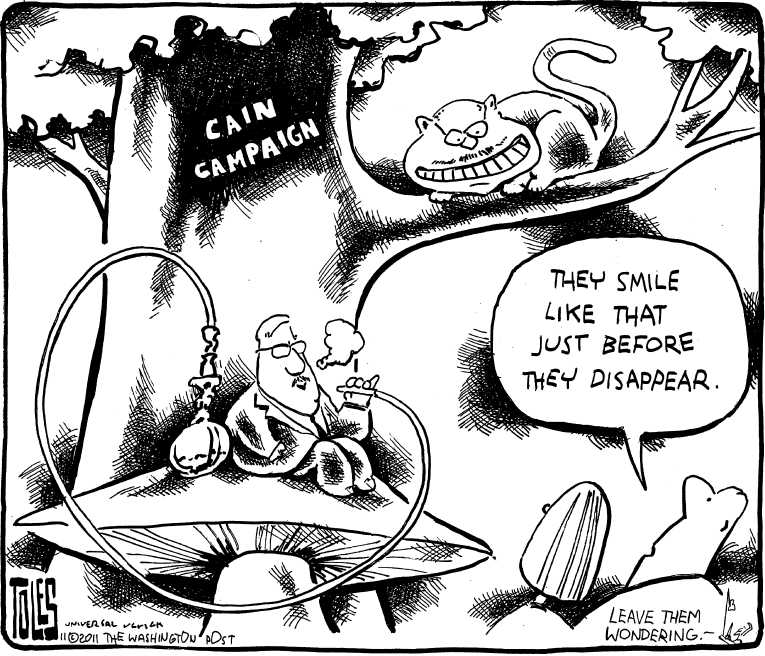 Political/Editorial Cartoon by Tom Toles, Washington Post on Herman Cain Surges