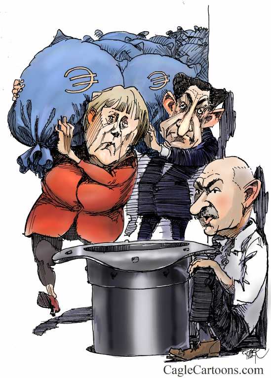 Political/Editorial Cartoon by Riber Hansson, Svenska Dagbladet, Stockholm, Sweden on Greece Considering Bailout