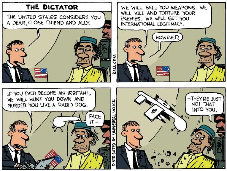 Political/Editorial Cartoon by Ted Rall on Americans Applaud War’s End