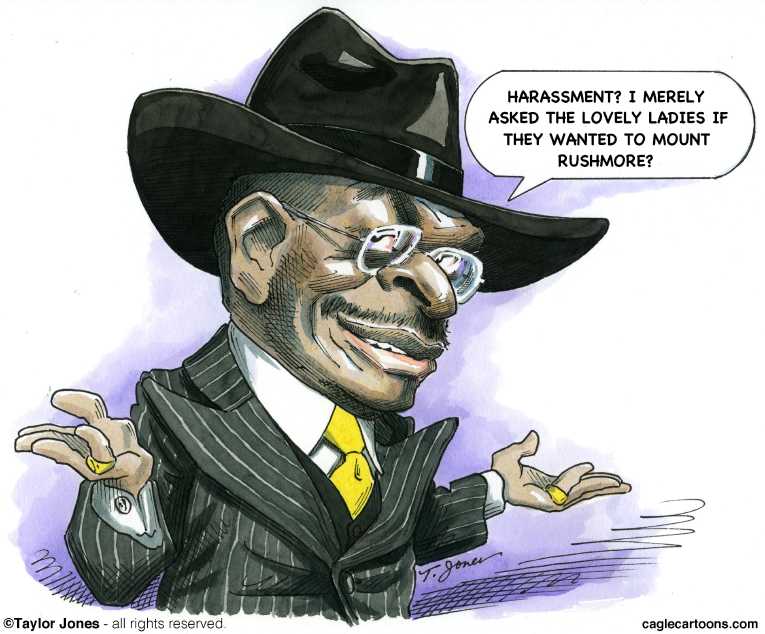 Political/Editorial Cartoon by Taylor Jones, Tribune Media Services on Cain Accused Again