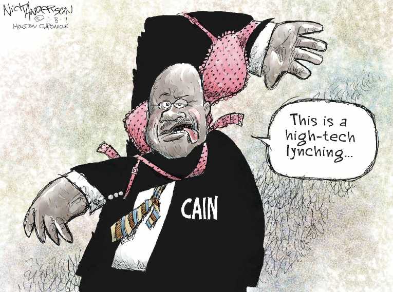 Political/Editorial Cartoon by Nick Anderson, Houston Chronicle on Cain Accused Again