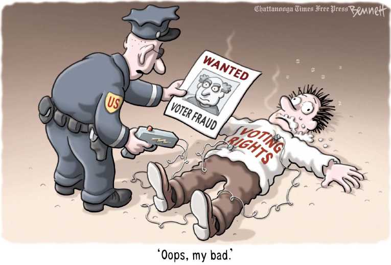Political/Editorial Cartoon by Clay Bennett, Chattanooga Times Free Press on Republicans Crack Down