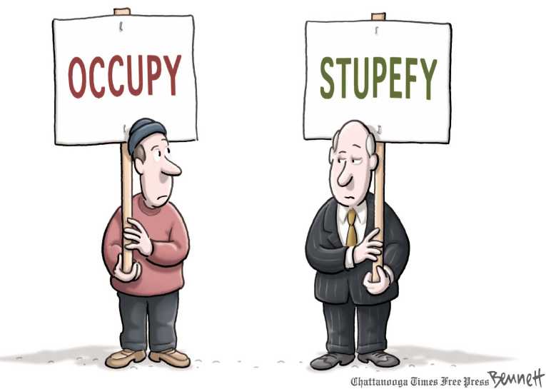 Political/Editorial Cartoon by Clay Bennett, Chattanooga Times Free Press on Protesters Forcibly Removed