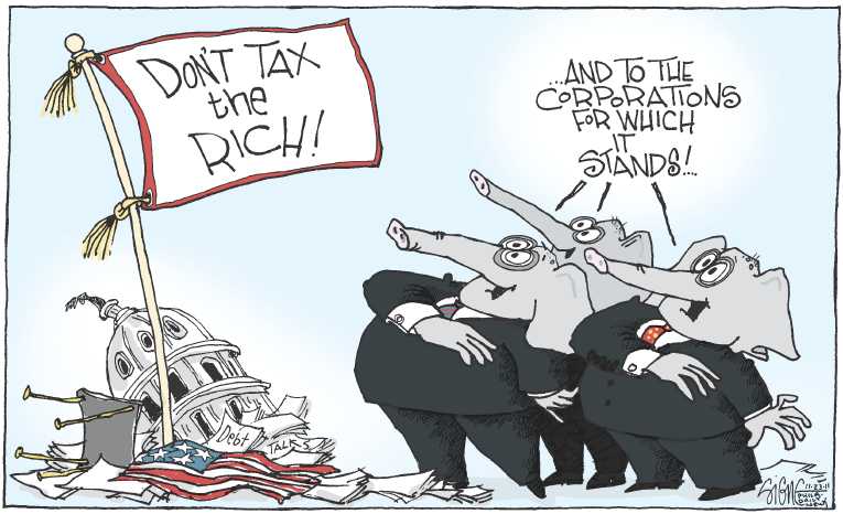 Political/Editorial Cartoon by Signe Wilkinson, Philadelphia Daily News on Supercommittee Crashes