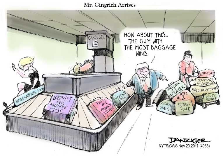 Political/Editorial Cartoon by Jeff Danziger, CWS/CartoonArts Intl. on Newt Becomes Co-Front Runner