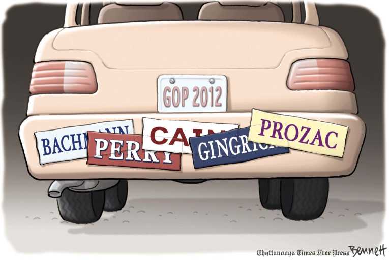 Political/Editorial Cartoon by Clay Bennett, Chattanooga Times Free Press on Newt Becomes Co-Front Runner