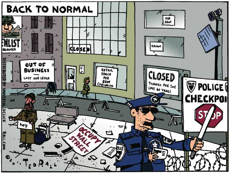 Political/Editorial Cartoon by Ted Rall on Occupy Message Unclear