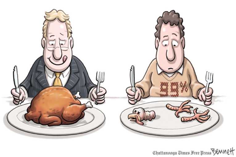 Political/Editorial Cartoon by Clay Bennett, Chattanooga Times Free Press on Americans Celebrate Thanksgiving