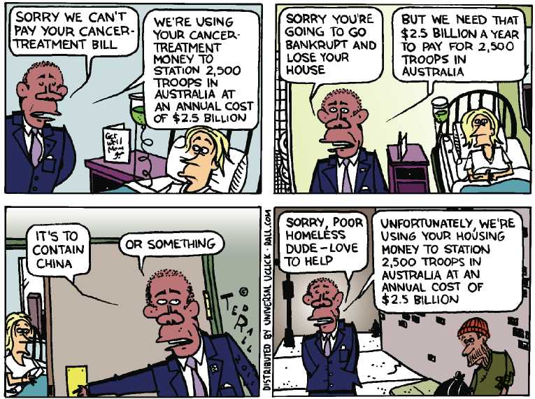 Political/Editorial Cartoon by Ted Rall on GOP Insisting on Drastic Cuts