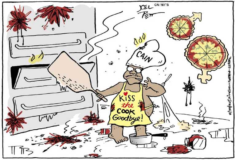 Political/Editorial Cartoon by Joel Pett, Lexington Herald-Leader, CWS/CartoonArts Intl. on Cain To Drop From Race?