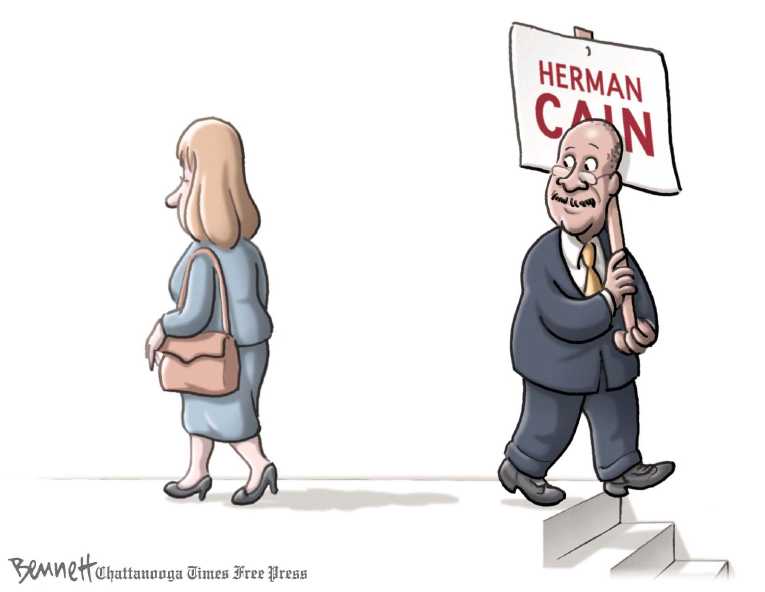 Political/Editorial Cartoon by Clay Bennett, Chattanooga Times Free Press on Cain To Drop From Race?