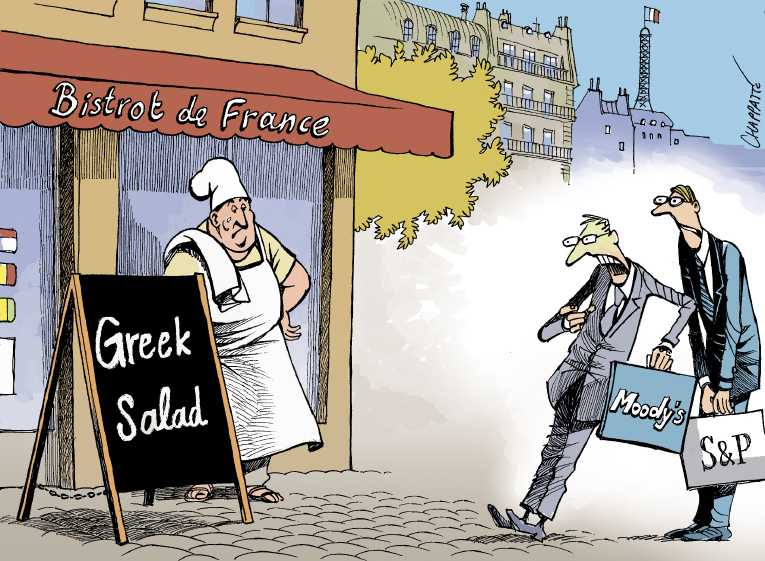 Political/Editorial Cartoon by Patrick Chappatte, International Herald Tribune on Euro Crash Averted