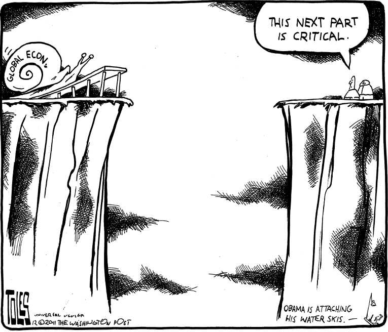 Political/Editorial Cartoon by Tom Toles, Washington Post on Euro Crash Averted