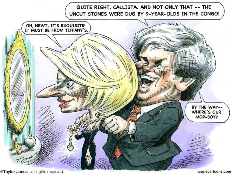 Political/Editorial Cartoon by Taylor Jones, Tribune Media Services on Gingrich Races to Big Lead