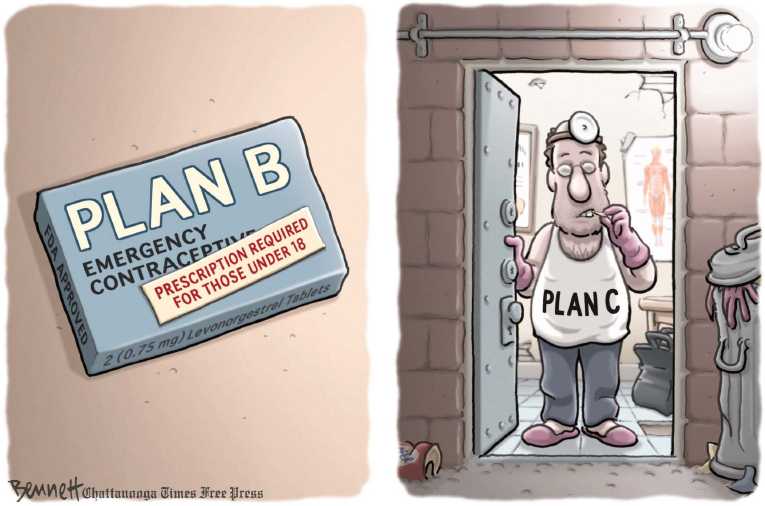 Political/Editorial Cartoon by Clay Bennett, Chattanooga Times Free Press on Plan B Altered