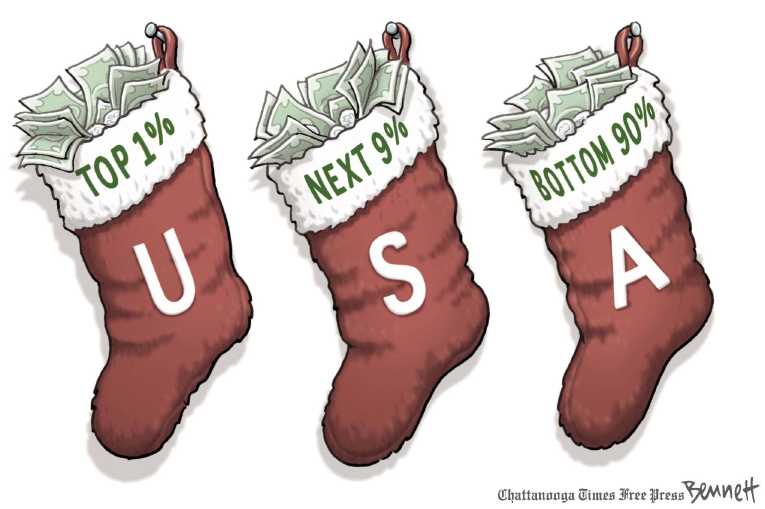 Political/Editorial Cartoon by Clay Bennett, Chattanooga Times Free Press on Economy Showing Signs of Recovery