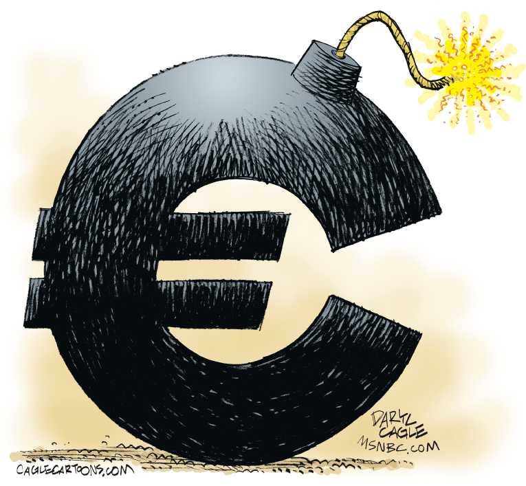Political/Editorial Cartoon by Daryl Cagle, Cagle Cartoons on Euro Crisis Progresses