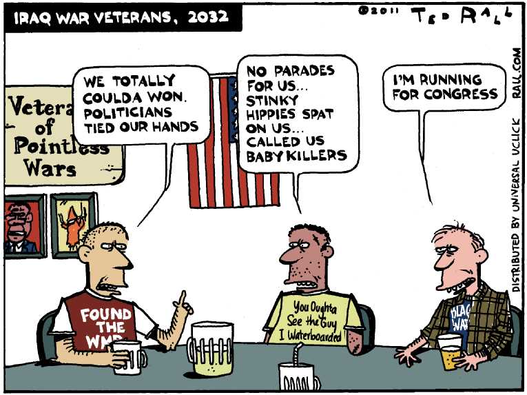 Political/Editorial Cartoon by Ted Rall on Last US Troops Leave Iraq