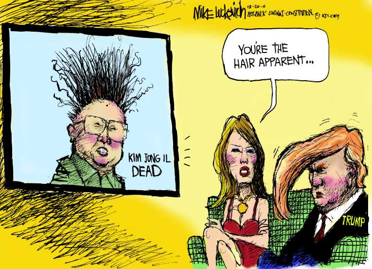 Political/Editorial Cartoon by Mike Luckovich, Atlanta Journal-Constitution on North Korea Leader Dies