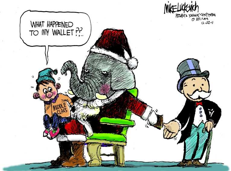 Political/Editorial Cartoon by Mike Luckovich, Atlanta Journal-Constitution on Payroll Holiday Set to End
