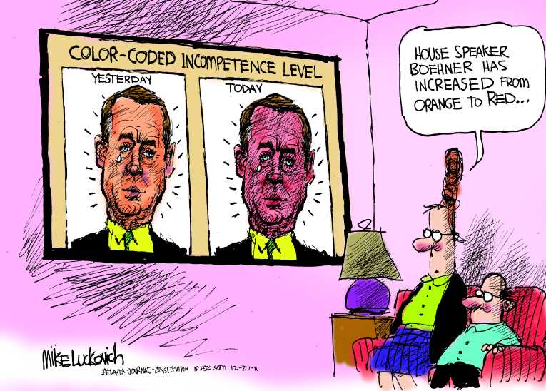 Political/Editorial Cartoon by Mike Luckovich, Atlanta Journal-Constitution on Boehner Botches Tax Cut Vote