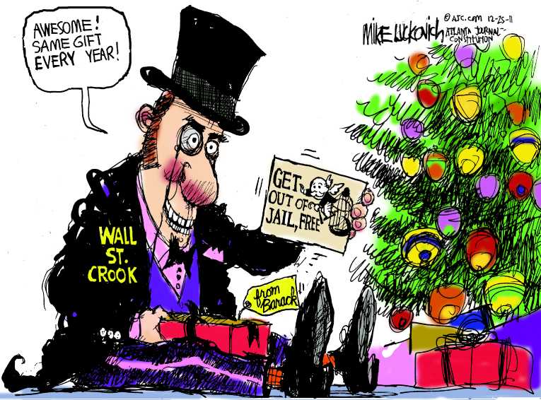 Political/Editorial Cartoon by Mike Luckovich, Atlanta Journal-Constitution on Christmas Comes and Goes