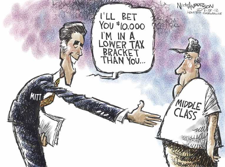 Political/Editorial Cartoon by Nick Anderson, Houston Chronicle on Romney Races to Big Lead