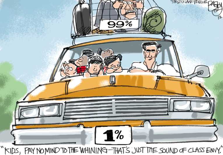 Political/Editorial Cartoon by Pat Bagley, Salt Lake Tribune on Romney Races to Big Lead