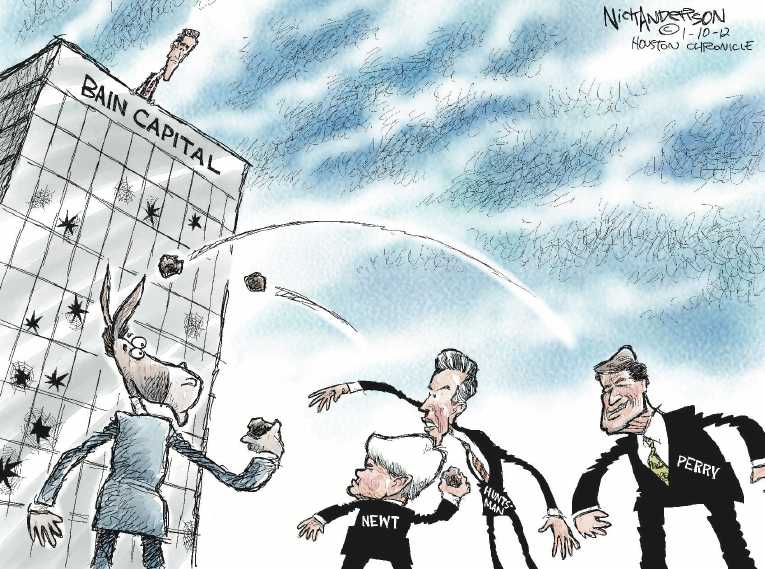 Political/Editorial Cartoon by Nick Anderson, Houston Chronicle on Romney Races to Big Lead
