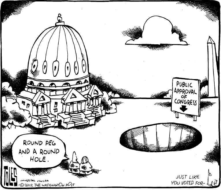 Political/Editorial Cartoon by Tom Toles, Washington Post on Congress Unifying Nation