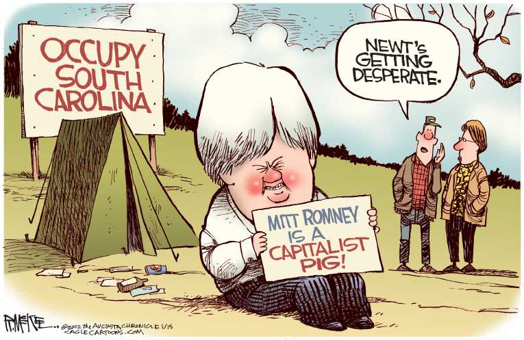 Political/Editorial Cartoon by Rick McKee, The Augusta Chronicle on Gingrich Wins South Carolina