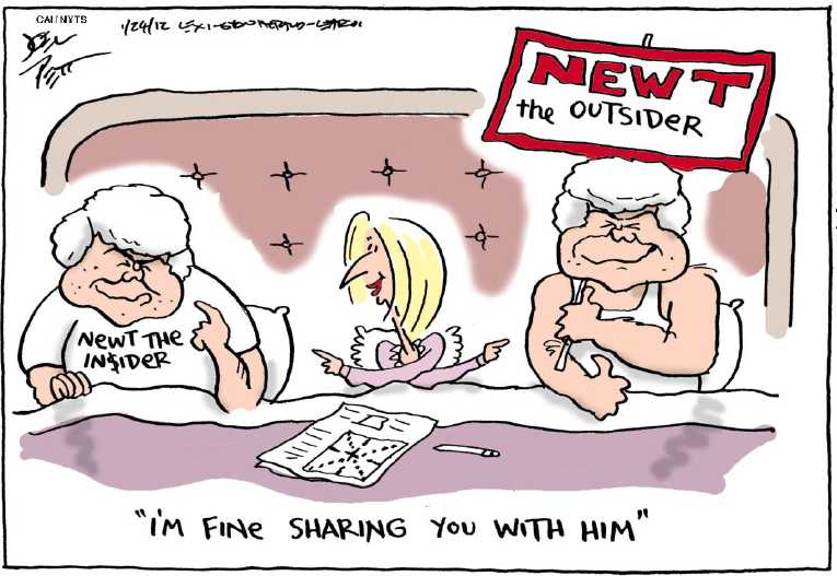 Political/Editorial Cartoon by Joel Pett, Lexington Herald-Leader, CWS/CartoonArts Intl. on Gingrich Wins South Carolina
